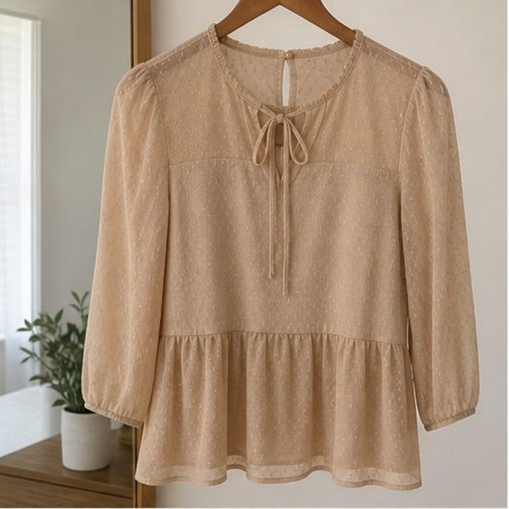 Camel Peplum Top